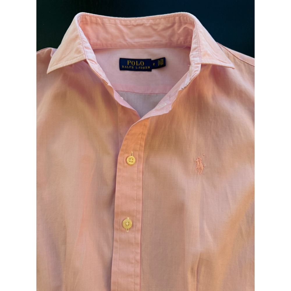 Ralph Lauren Tailored Fit Shirt Dress Womens Size 2 Pink Cotton Preppy Button-Up - Picture 7 of 14
